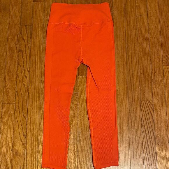Red orange Free People Movement Free Throw Leggings S Workout Gym Yoga Lounge - Picture 5 of 5